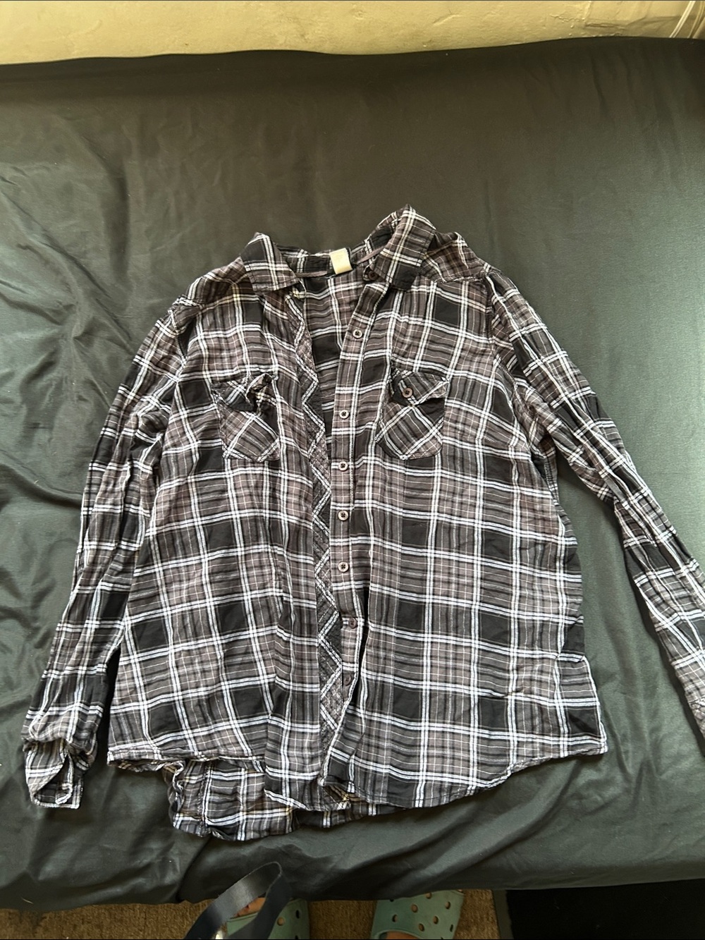 torrid Black and White Plaid Casual Button-Down Shirt